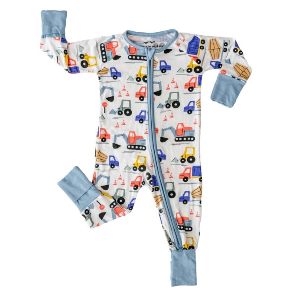 Little Sleepies Construction Zippy size 3-6 months bamboo pajamas